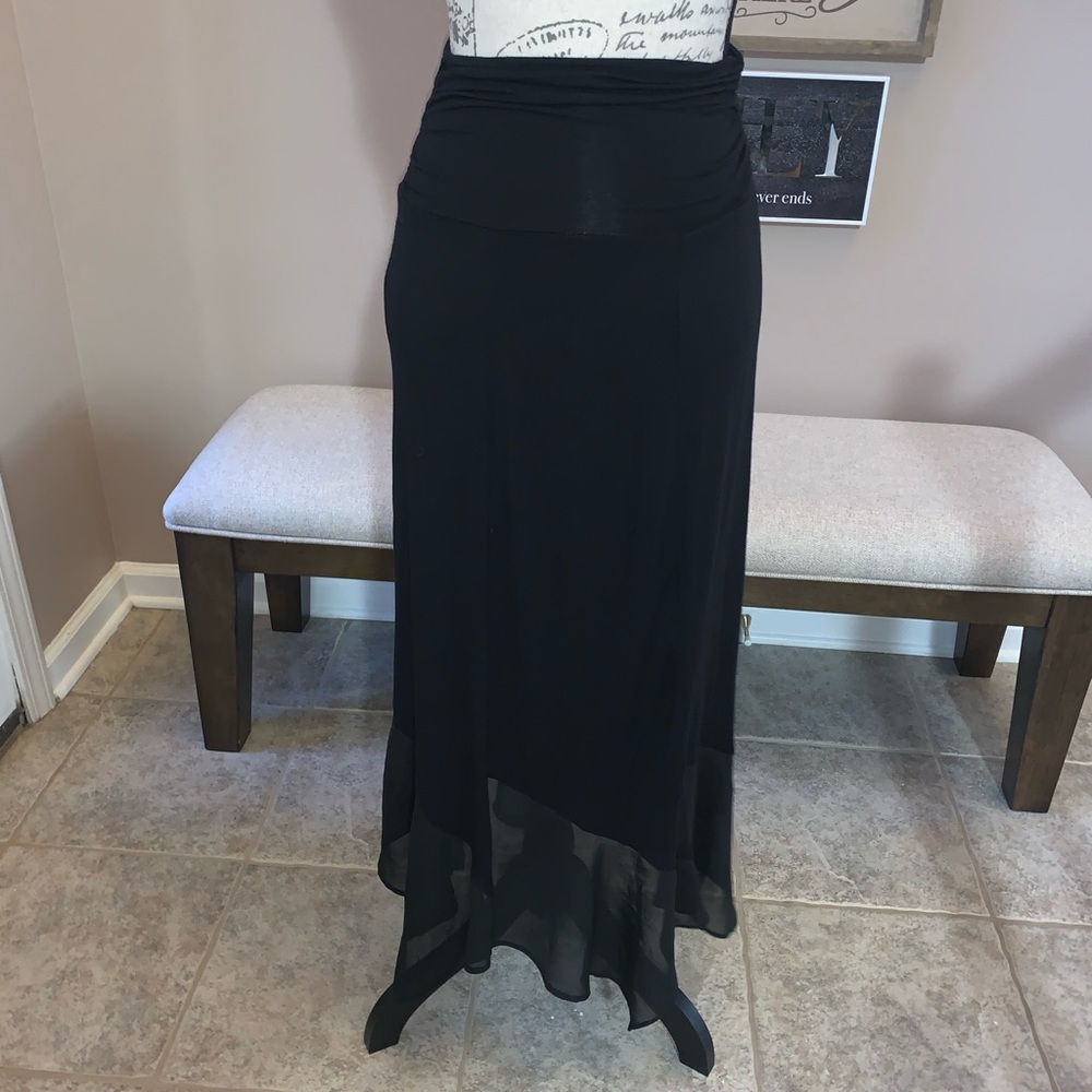 AB Studio Maxi Skirt S Womens Stretch Long Black